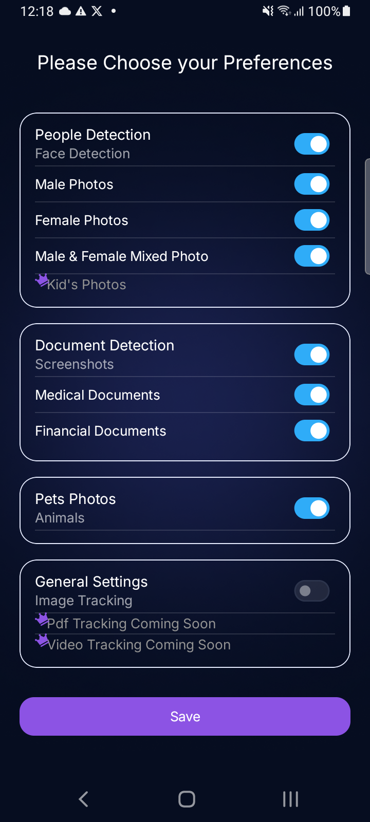 Obscura preferences screen
